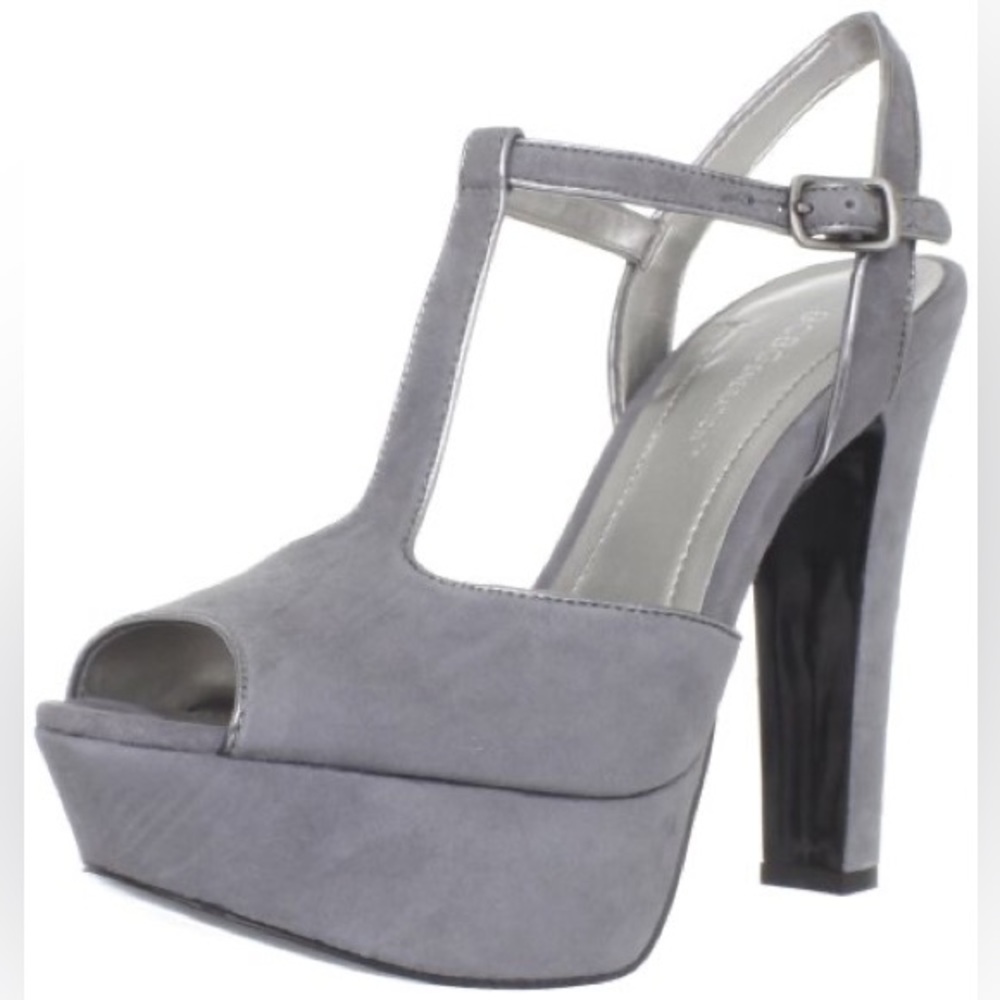 BCBGeneration Patrick Slingback Platform Sandal Silver Gray Suede Size 8